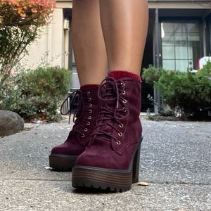 Soda Burgundy High Heels Boots